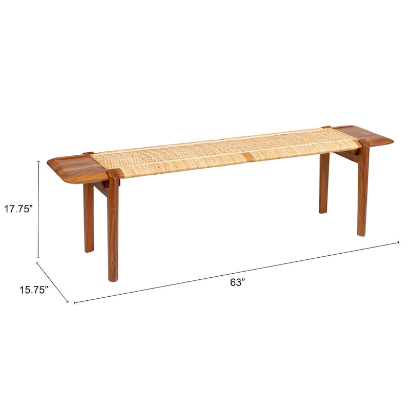 Banc en teck et rotin