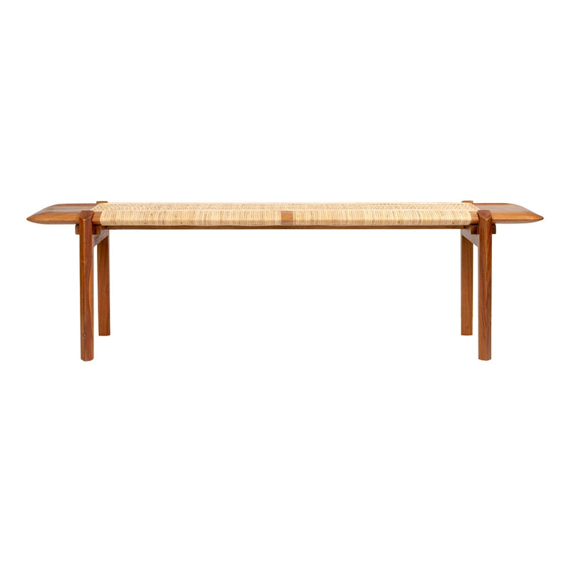 Banc en teck et rotin