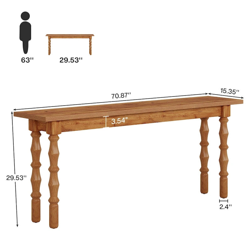 Table console étroite et longue de 180 cm pour salon ou entrée